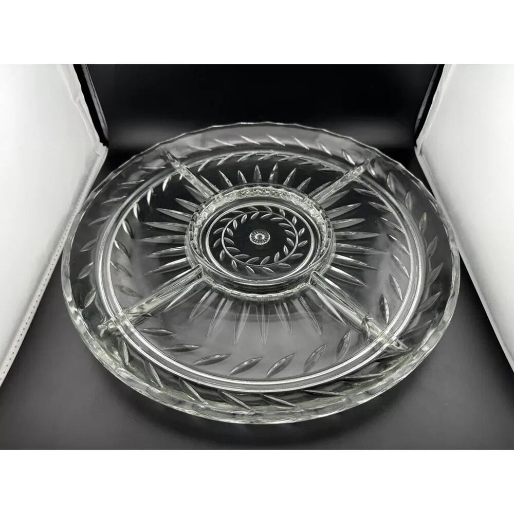 Vintage Indiana Glass Laurel Leaf Pattern 4 Part Relish Tray